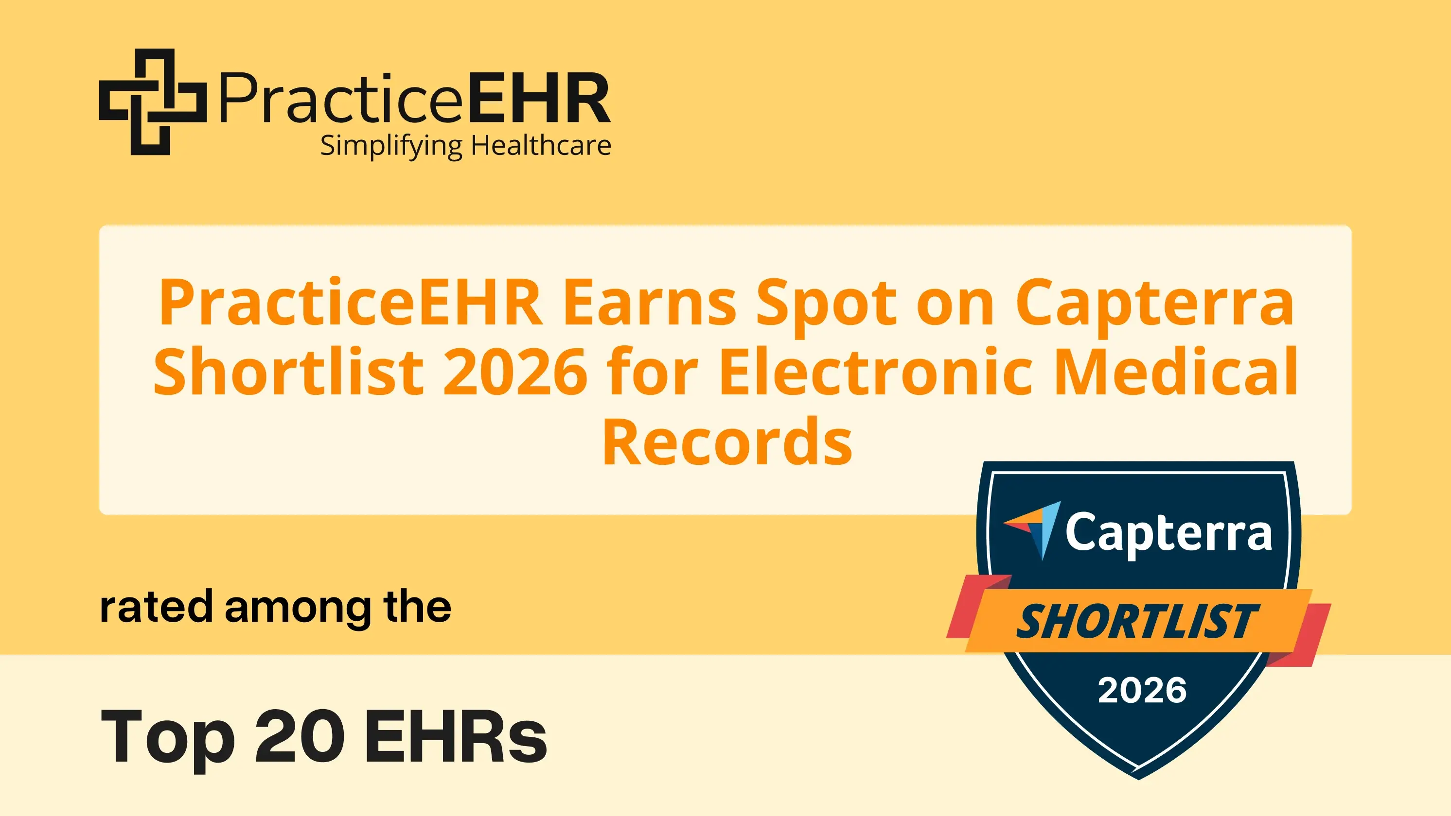 PracticeEHR Earns Spot on Capterra Shortlist 2026 for Electronic Medical Records