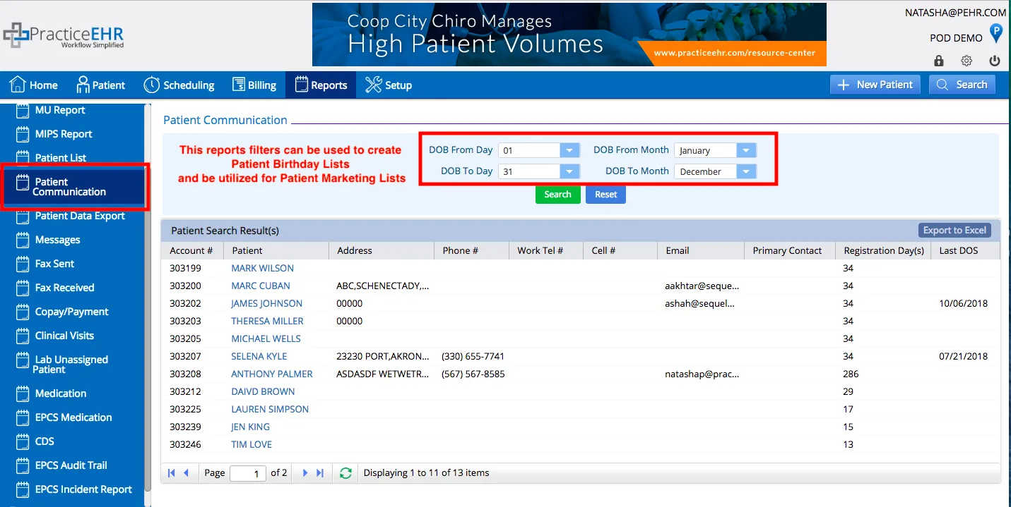 Patient Communication Report