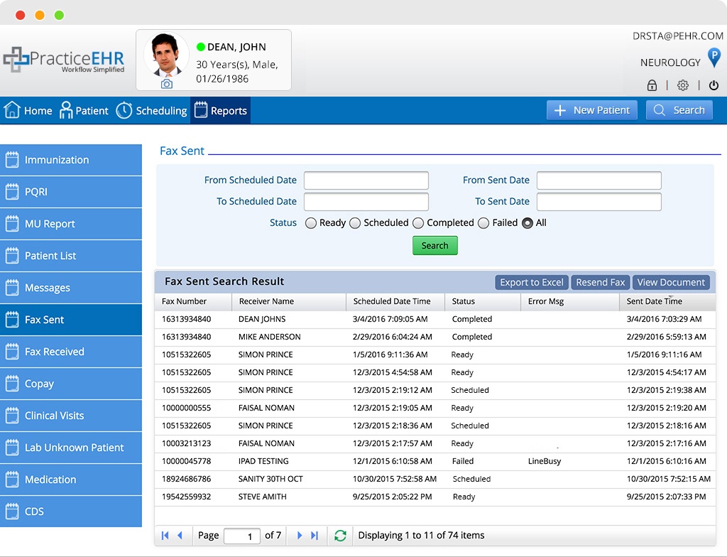 SendReceiveFax EHR